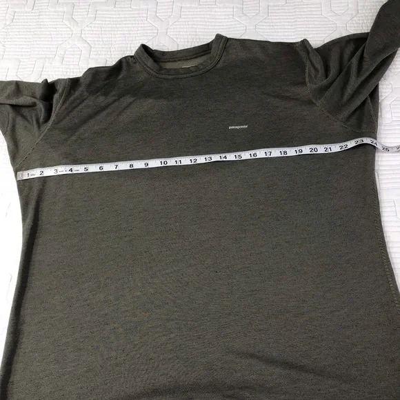 Sold* Patagonia Capilene Shirt Mens Size Large Long Sleeve Olive Green Base Laye - Picture 10 of 11